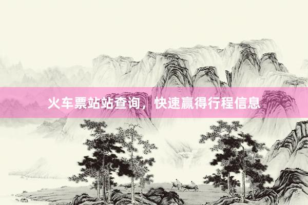 火车票站站查询，快速赢得行程信息